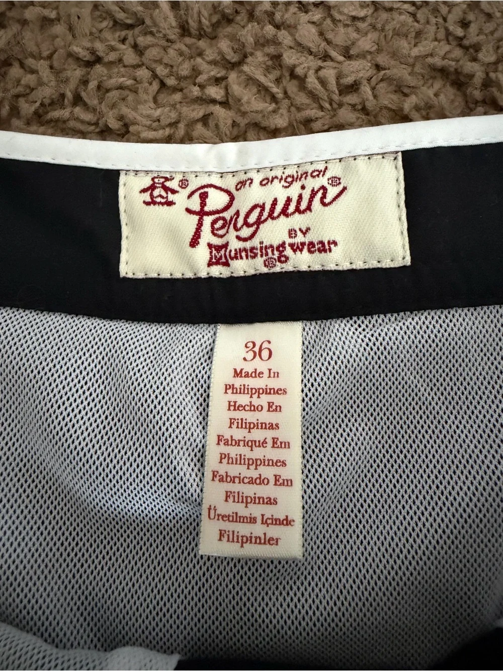 Original Penguin Black Swim Trunks with White Trim